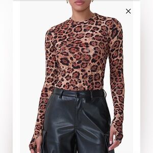 NWT Afrm Kaylee Lace Leopard Print Top